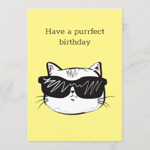 Purrfect-födelsedagskort puckel lustig katt inbjudningar