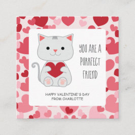 Purrfect Friend Cat Classroom Valentine Tilläggskort
