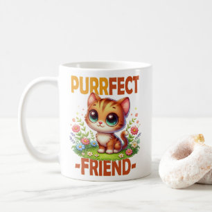 Purrfect Friend pun Cute orange Kattkattunge teckn Kaffemugg