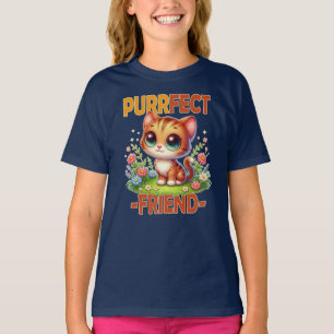 Purrfect Friend pun Cute orange Kattkattunge teckn T Shirt