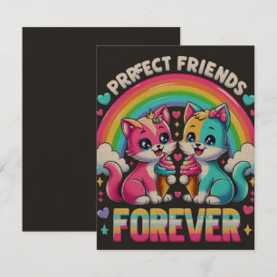 Purrfect Friends Forever Cute Kawaii Cat Inbjudningar