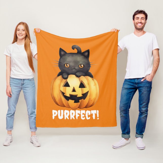 Purrfect Halloween-filt Fleecefilt (På plats)