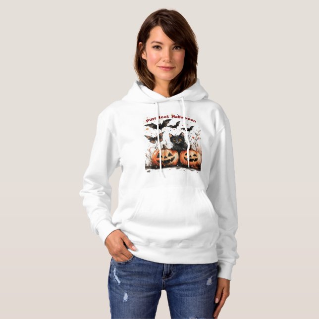 Purrfect Halloween sweatshirt T Shirt (Hel framsida)