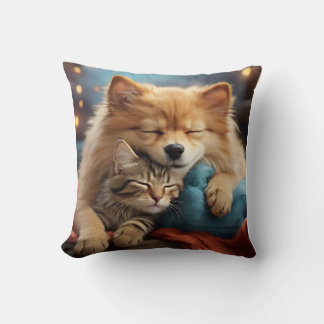 Purrfect Harmony: Hund och Cat Cuddle Pillow Kudde