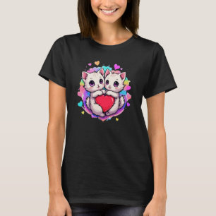 Purrfect Kärlek: Kawaii par katter med hjärta T Shirt