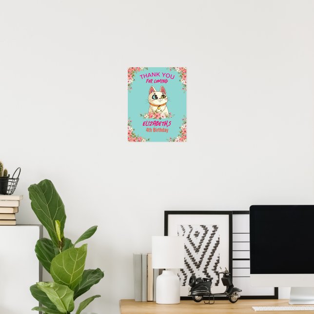 Purrfect Katt Kattunge Födelsedagsfest Kit för Bar Poster (Hemmakontoret)