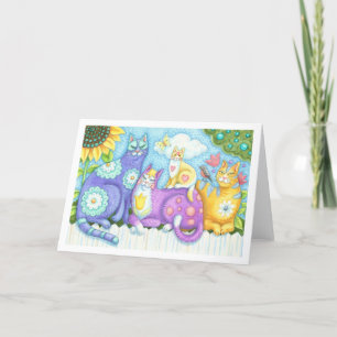 PURRFECT KATTDJUR FRIENDS, CAT GREETING CARD Blank Kort