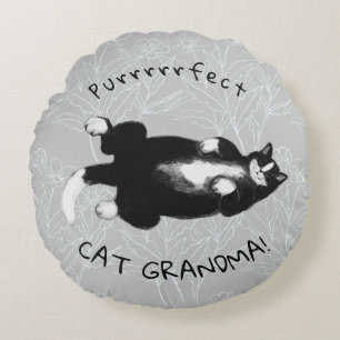 Purrfect-kattmorma Rund Kudde