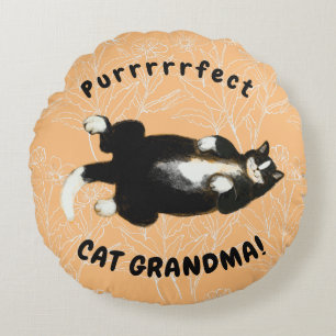 Purrfect-kattmorma Rund Kudde