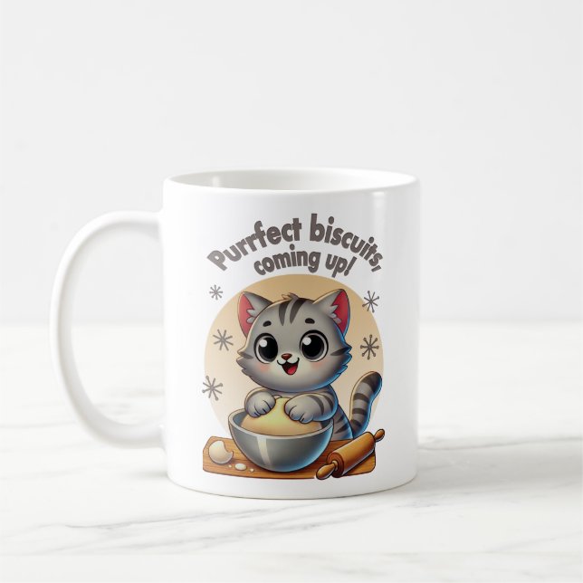 "Purrfect-kex, kommande" Kneading Cat Kaffemugg (Vänster)