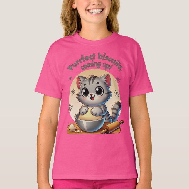 "Purrfect-kex, kommande" Kneading Cat T Shirt (Framsida)