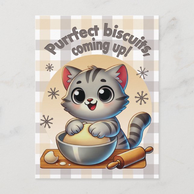 "Purrfect-kex, kommande" Kneading Cat Vykort (Framsida)
