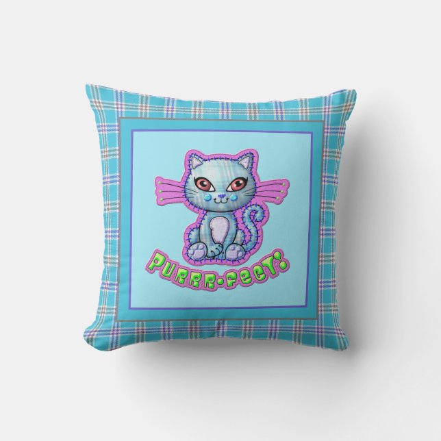 Purrfect Kitten Tecknad Reversible Kudde (Framsida)