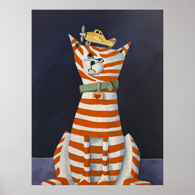 Purrfect Landing, Stripped Cat with a toy poster (Framsidan)