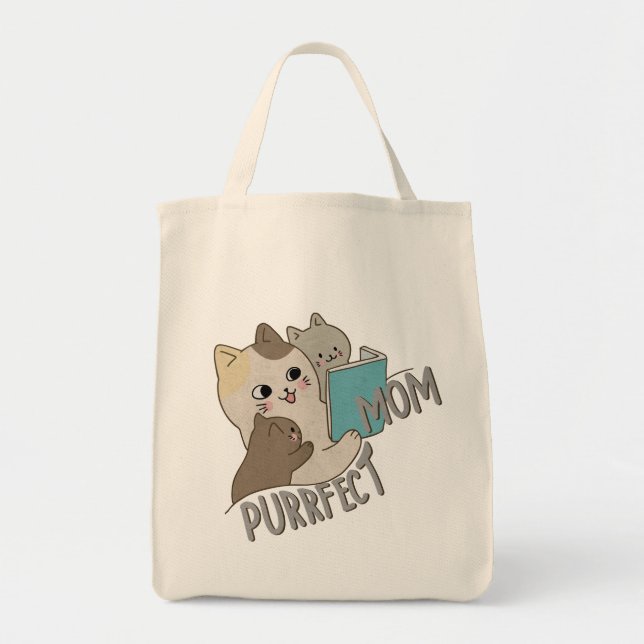 Purrfect Mamma Tote Bag Tygkasse (Framsidan)