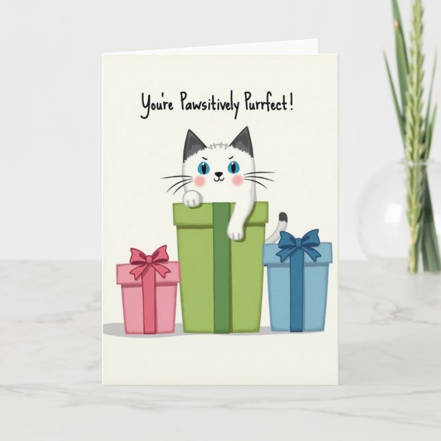 Purrfect Mothers Day Gift Box Card Kort (Framsida)
