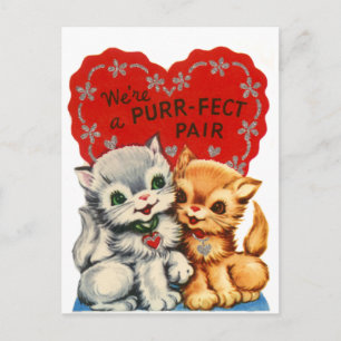 Purrfect Pair Kattunge Valentine Helg Vykort