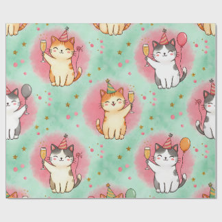 Purrfect Party Cats – Festive Celebration Pattern Presentpapper