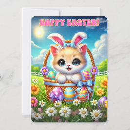 PurrFect Påsk Kitten Basket Hälsning Julkort