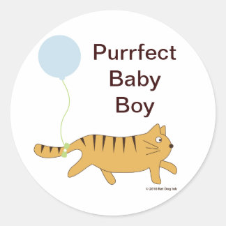 Purrfect Pojke Stickers Runt Klistermärke