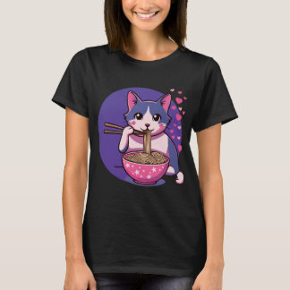 Purrfect Ramen Kärlek: Cat & Noodles Tee T-Shirt