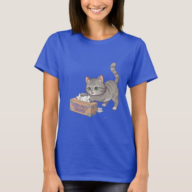 Purrfect Tissue Box Cat T Shirt (Framsida)