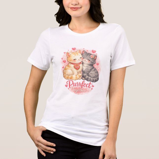 Purrfect Together Cute Cats Shirt – Romantic Cat C T (Framsida)