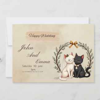 Purrfect Union: John and Emma's Whimsical Wedding  Inbjudningar