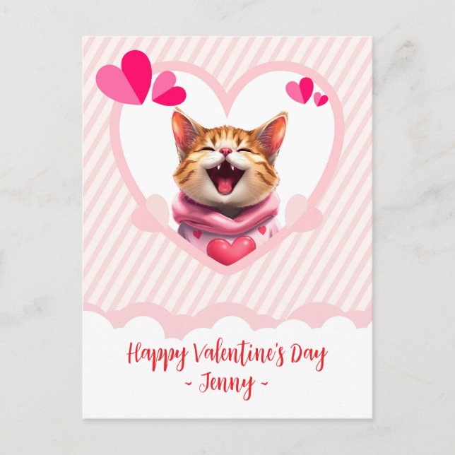 PurrFect Valentine AdMajesty Cat i Heart Ram Helg Vykort (Framsida)