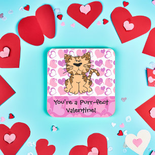 PurrFect Valentine Fyrkantigt Klistermärke