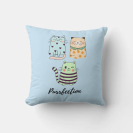 Purrfection Cute Kawaii Pattern Cats Art Kudde