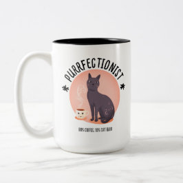 Purrfectionist Cat Mom Coffee Lover Funny Quote Två-Tonad Mugg