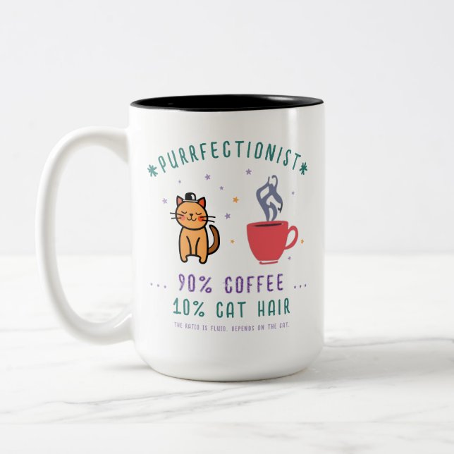 Purrfectionist Coffee Cat Lover Funny Quote Två-Tonad Mugg (Vänster)