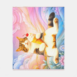 Purrfectly Asleep – Cat Holding Ice Cream Cone Fleecefilt