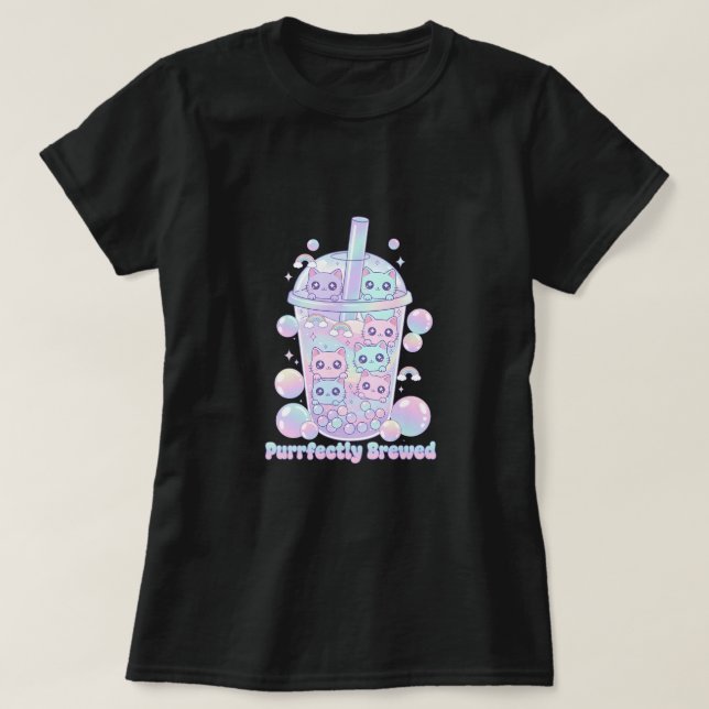 Purrfectly Brewed T Shirt (Design framsida)