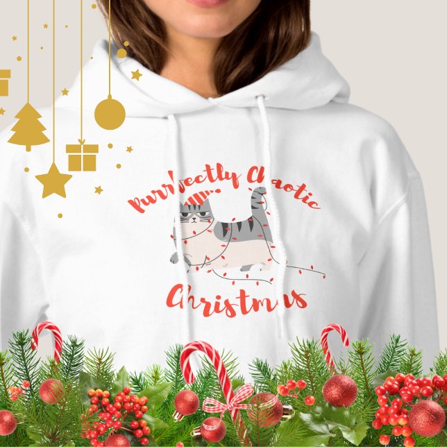 Purrfectly Chaotic Christmas Funny Holiday Cat  T Shirt (Skapare uppladdad)