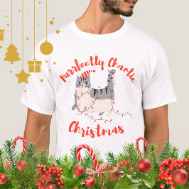 Purrfectly Chaotic Christmas Funny Holiday Cat T Shirt