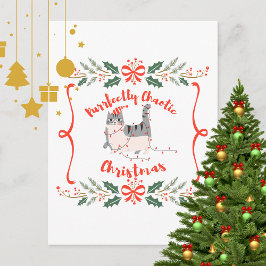 Purrfectly Chaotic Christmas Funny Holiday Cat Vykort