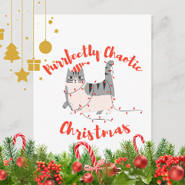 Purrfectly Chaotic Christmas Funny Holiday Cat Vykort