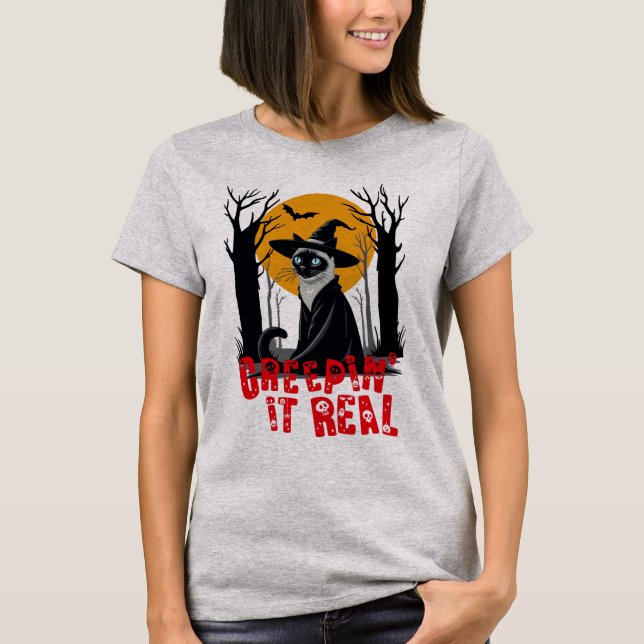 Purrfectly Creepin' It Real T Shirt (Framsida)