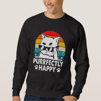 Purrfectly Happy Cat Pun Friends Kitten Buddy Posi Lång Ärmad Tröja