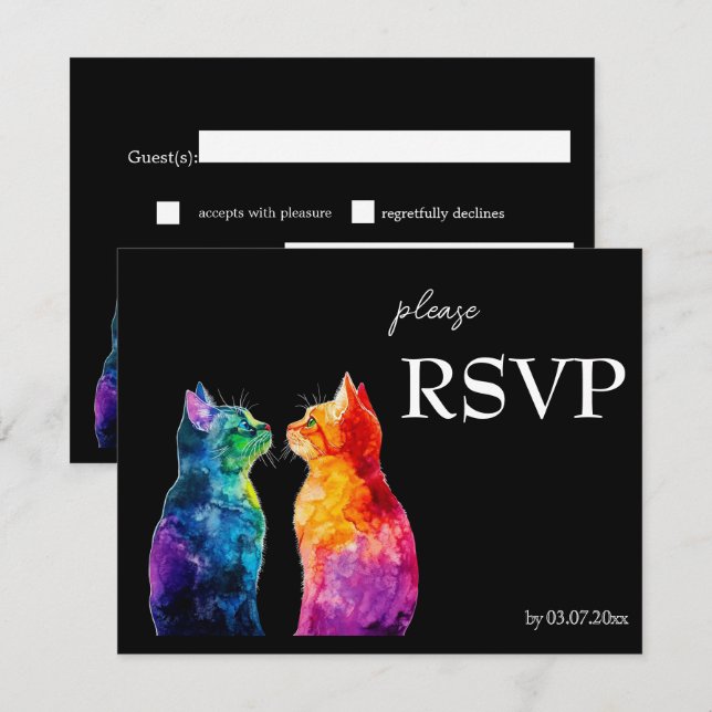 🌈  Purrfectly Yours: A Rainbow Love  budget OSA Kort (Fram/baksida)