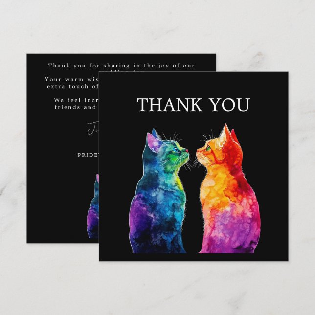 🌈  Purrfectly Yours: Rainbow Love Tack Kort (Fram/baksida)