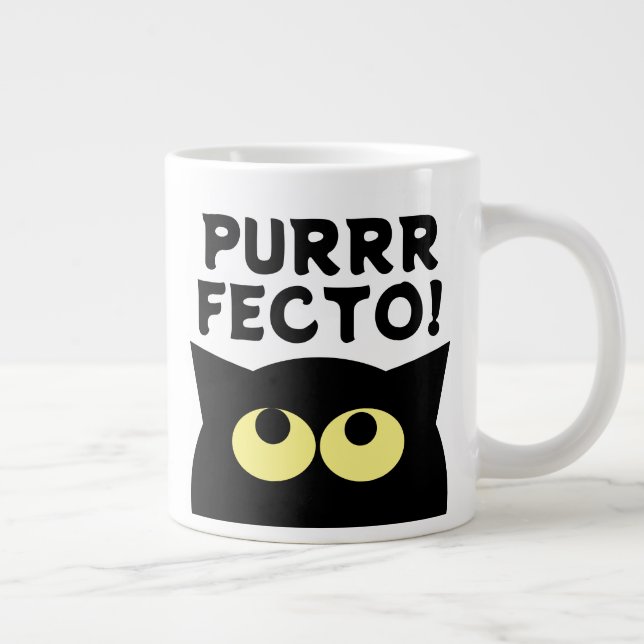 Purrfecto! Lustigt svart kattkaffe mugg Jumbo Mugg (Höger)