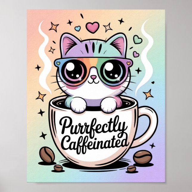 Purrfekt Kaffeindoserad Poster (Framsidan)