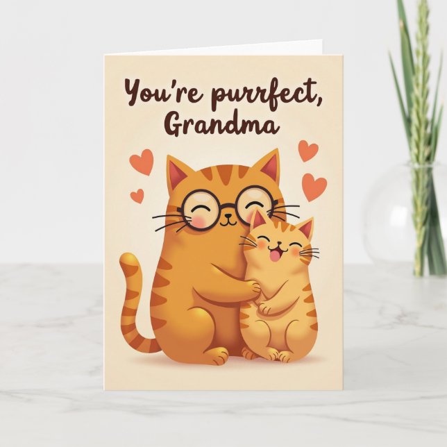 Purrfekt kärlekskort till mormor kort (Framsida)