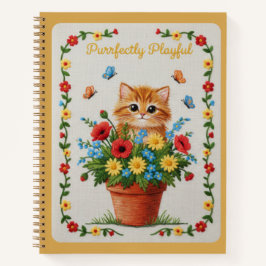 Purrfekt lekfullt broderad kattunge poppies