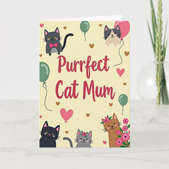 Purrfekt mammas kattkonstkort kort (Framsida)