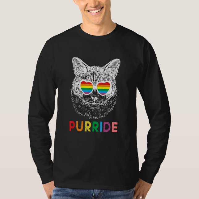 Purride Cat Dog Pet Gay Pride  Rainbow LGBTQ T Shirt (Framsida)