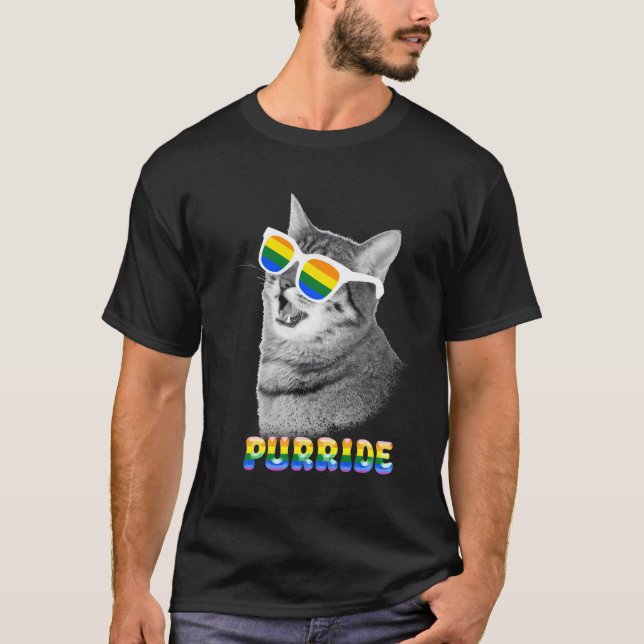 Purride Cat Gay Support Lgbtq Pride Rainbow Transg T Shirt (Framsida)